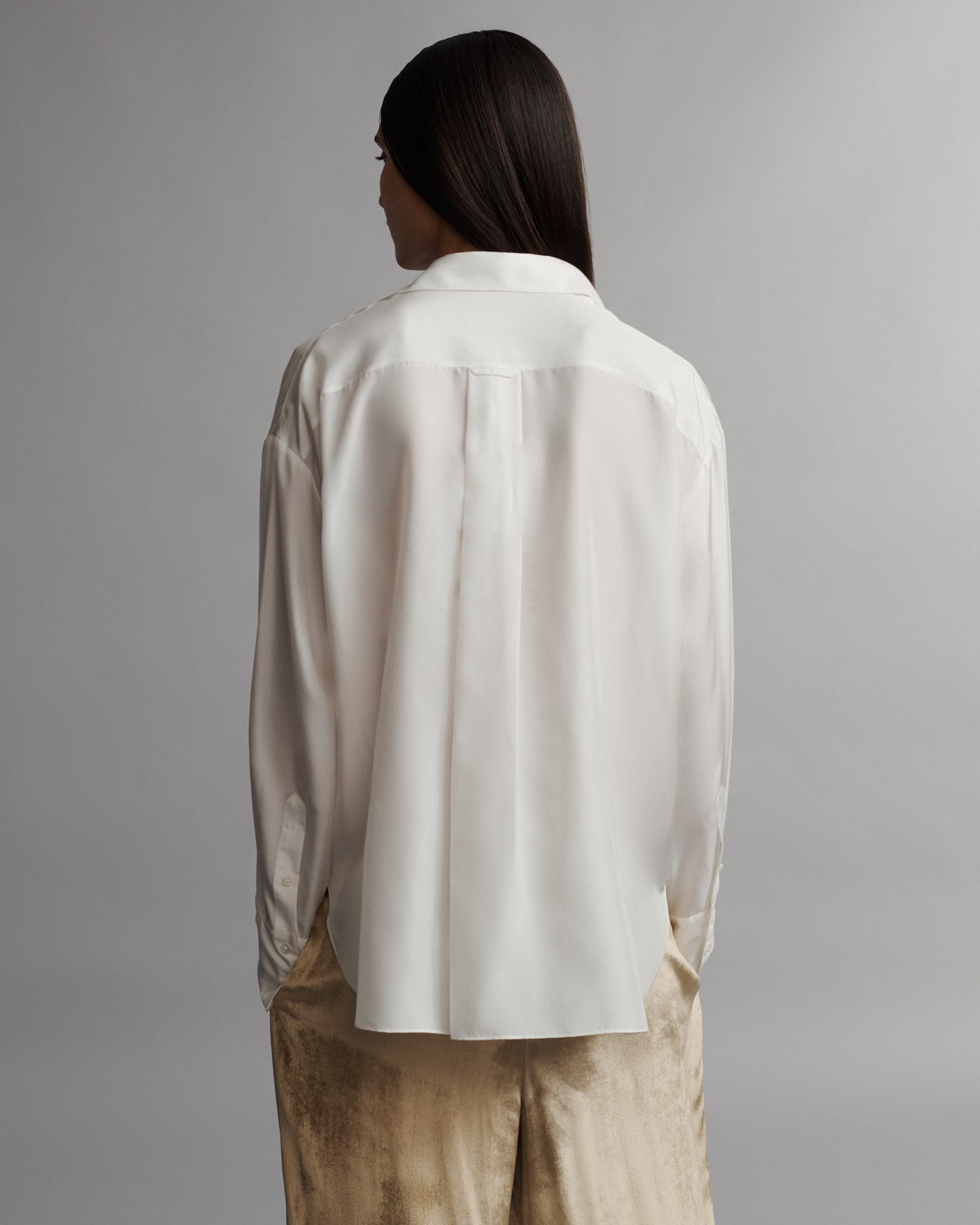 TWP Ivory Big Joe Shirt in washed silk habotai view 5