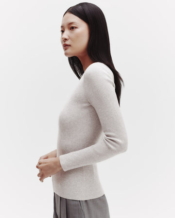 TWP White heather grey Knit Crewneck in Cotton Rib view 2