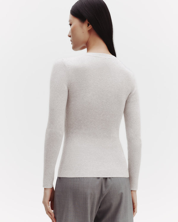 TWP White heather grey Knit Crewneck in Cotton Rib view 6