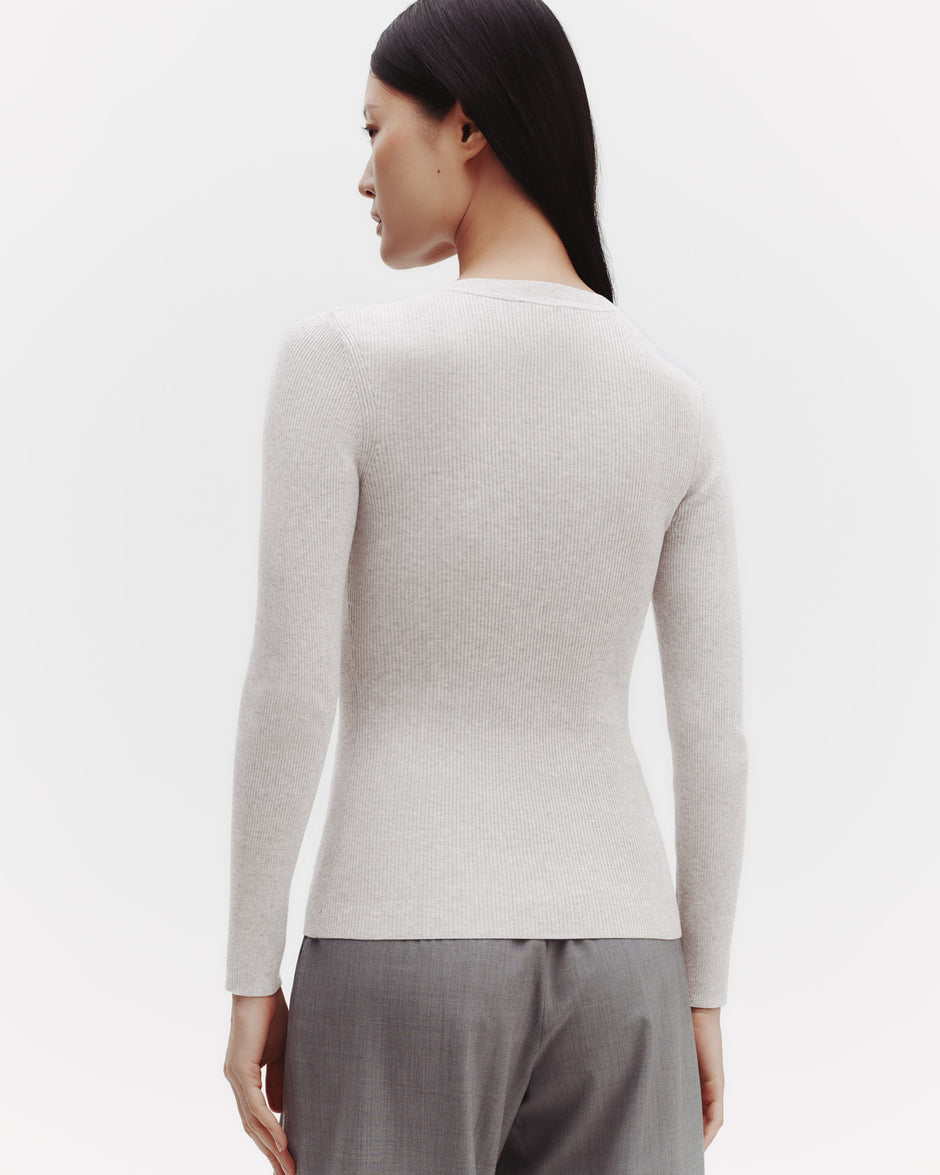 TWP White heather grey Knit Crewneck in Cotton Rib view 7