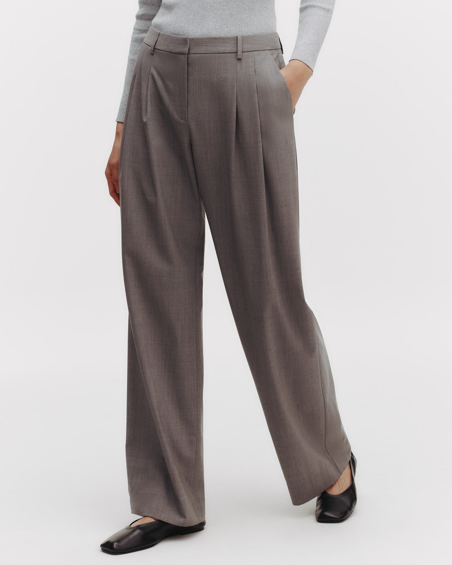 TWP Medium heather grey Sulli Pant in Ultrafine Stretch Suiting view 5