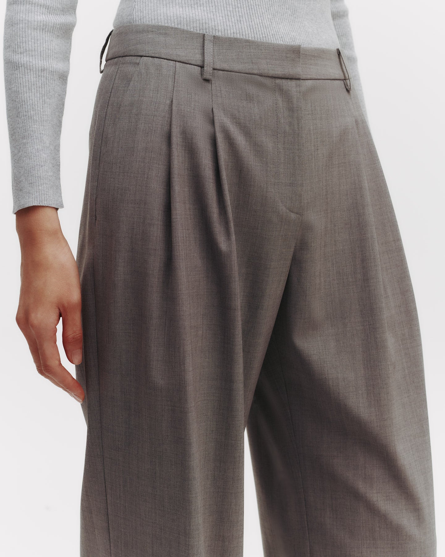 TWP Medium heather grey Sulli Pant in Ultrafine Stretch Suiting view 6