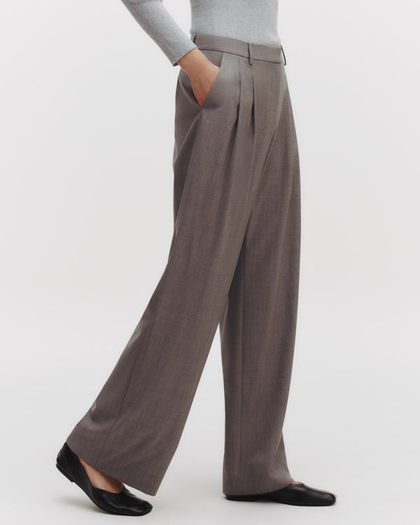 TWP Medium heather grey Sulli Pant in Ultrafine Stretch Suiting view 3