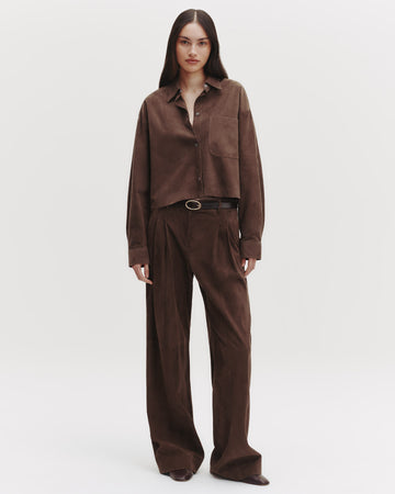 TWP Tobacco Sulli Pant in Paper Suede view 3