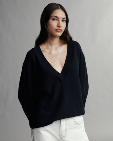 TWP Midnight Deep V Sweater in Cashmere view 2