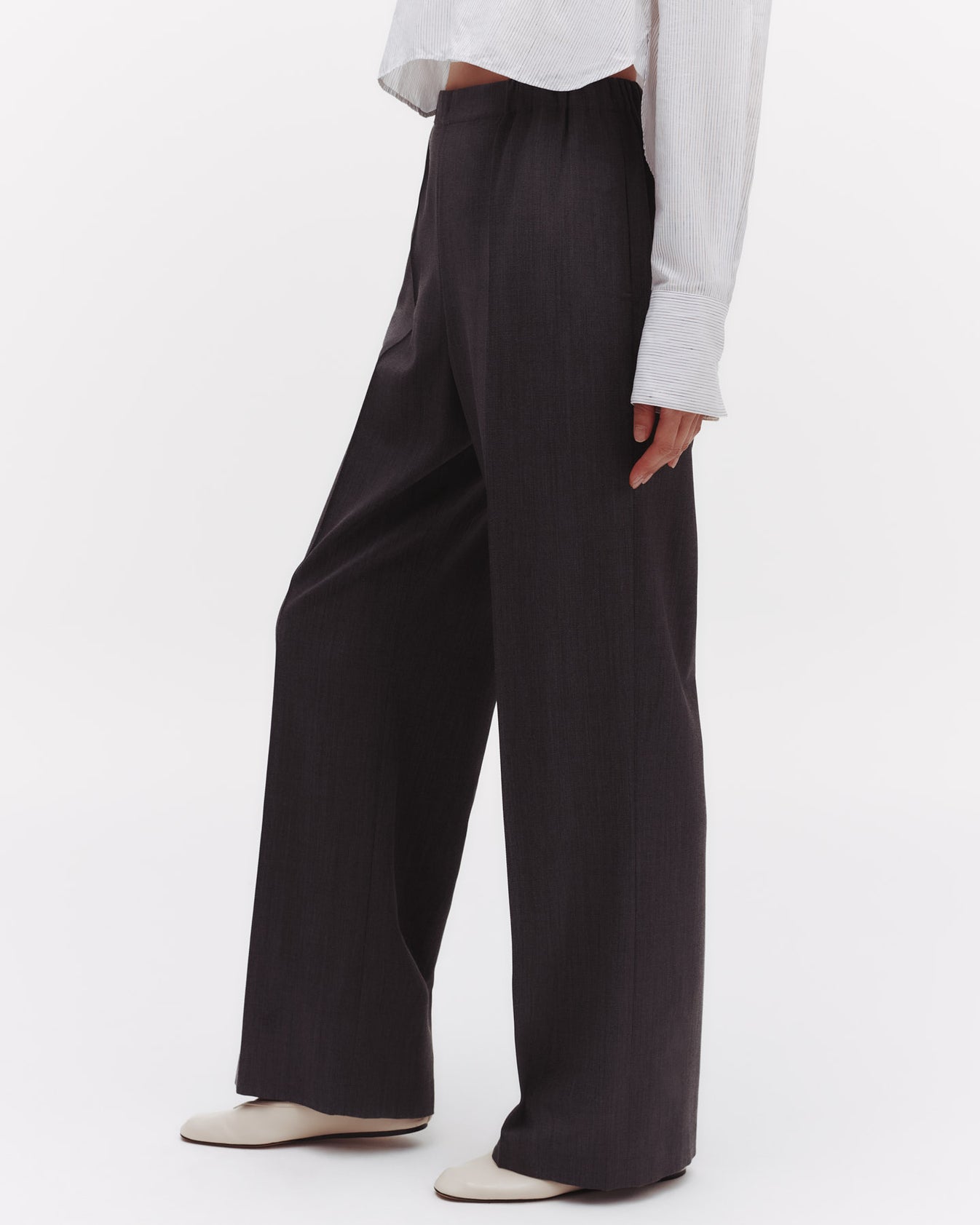 TWP Medium heather grey Jillian Sweatpant in Italian Wool Twill view 2