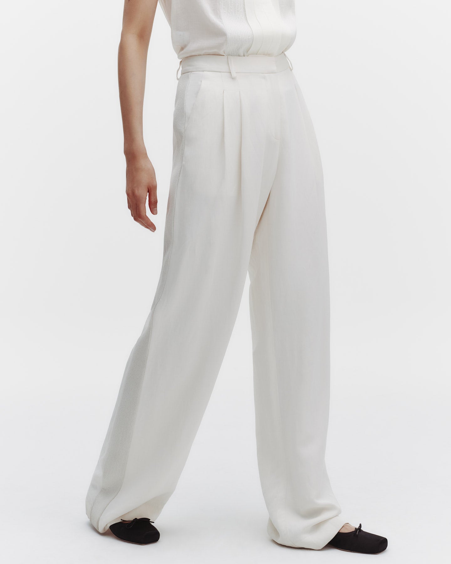 TWP Bone Sulli Pant with Paillettes in Coated Viscose Linen view 1