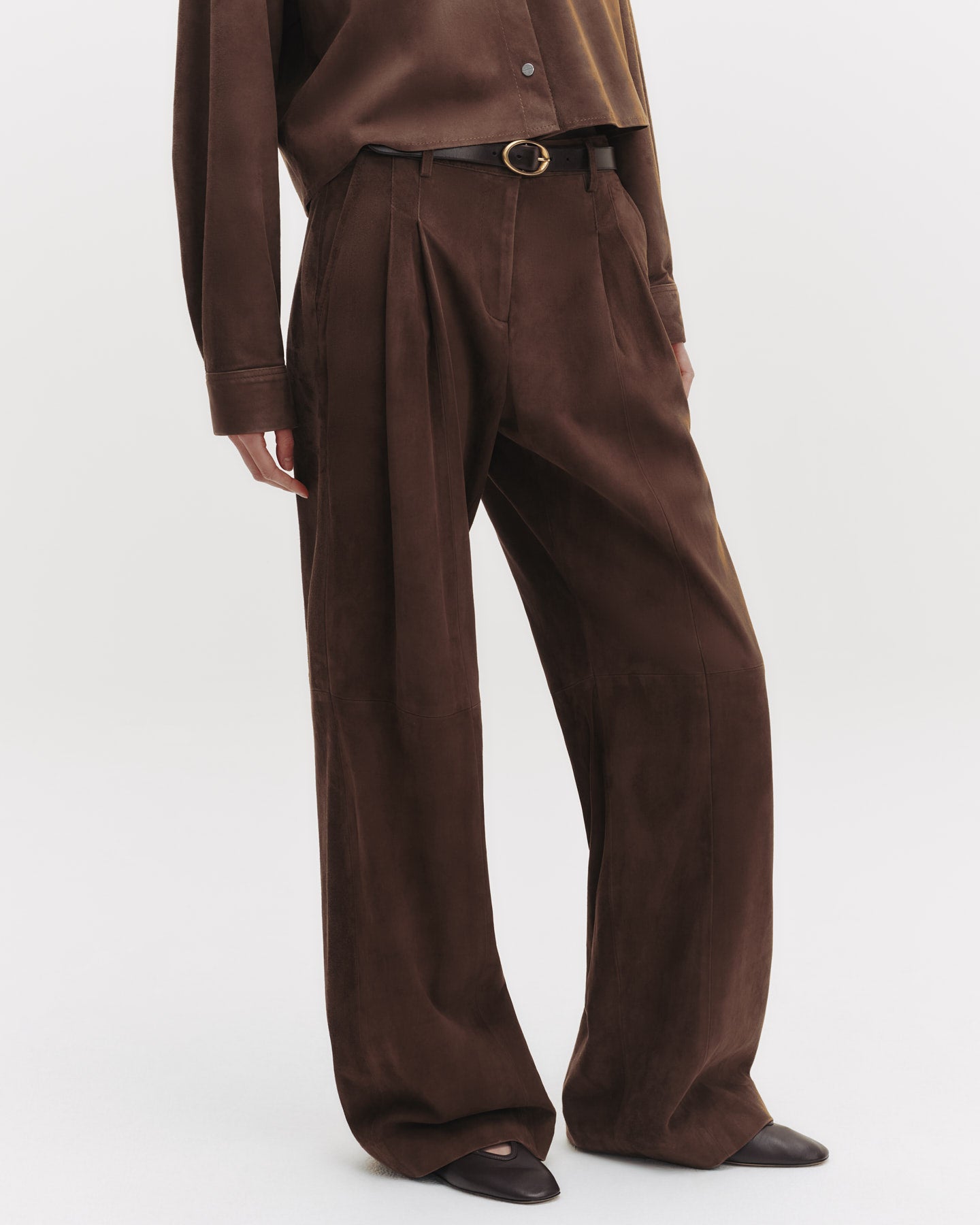 TWP Tobacco Sulli Pant in Paper Suede view 1