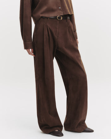 TWP Tobacco Sulli Pant in Paper Suede view 2