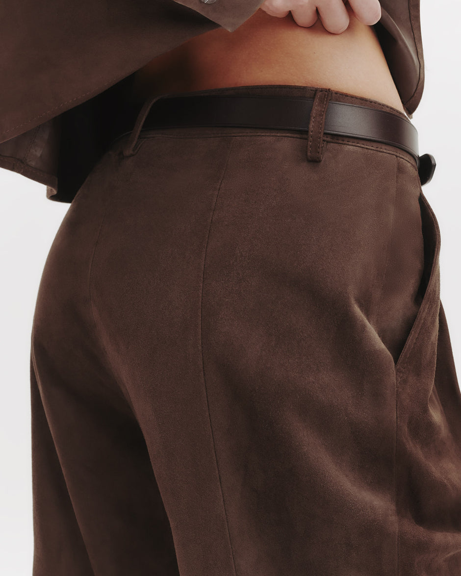 TWP Tobacco Sulli Pant in Paper Suede view 6