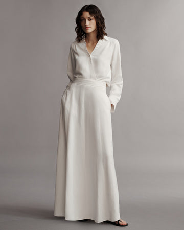 TWP White Kennedy Skirt in Coated Viscose Linen view 2