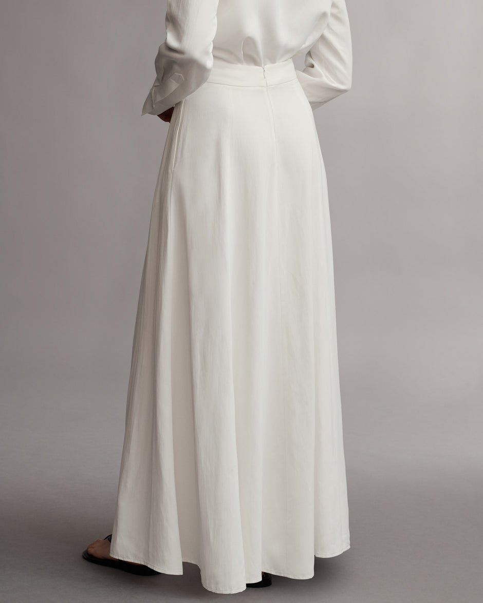 TWP White Kennedy Skirt in Coated Viscose Linen view 5