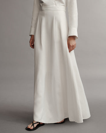 TWP White Kennedy Skirt in Coated Viscose Linen view 3