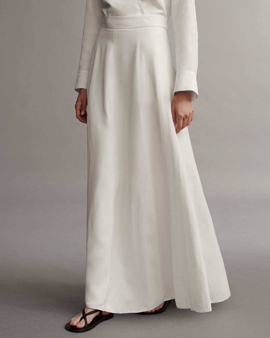 TWP White Kennedy Skirt in Coated Viscose Linen view 3