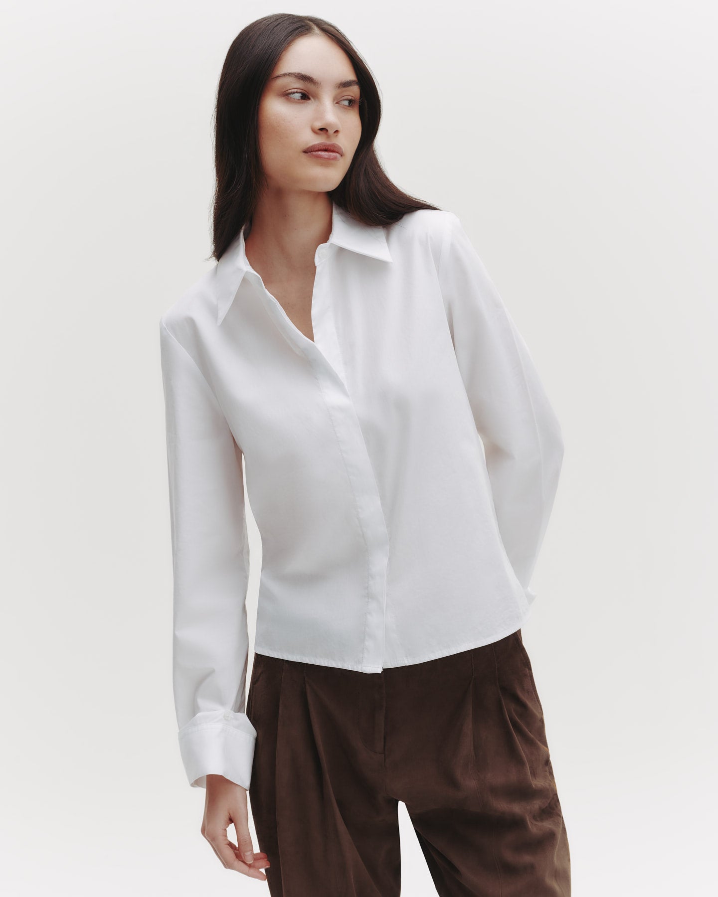 TWP White Button Me Up Top in Superfine Cotton view 3