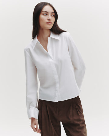 TWP White Button Me Up Top in Superfine Cotton view 2