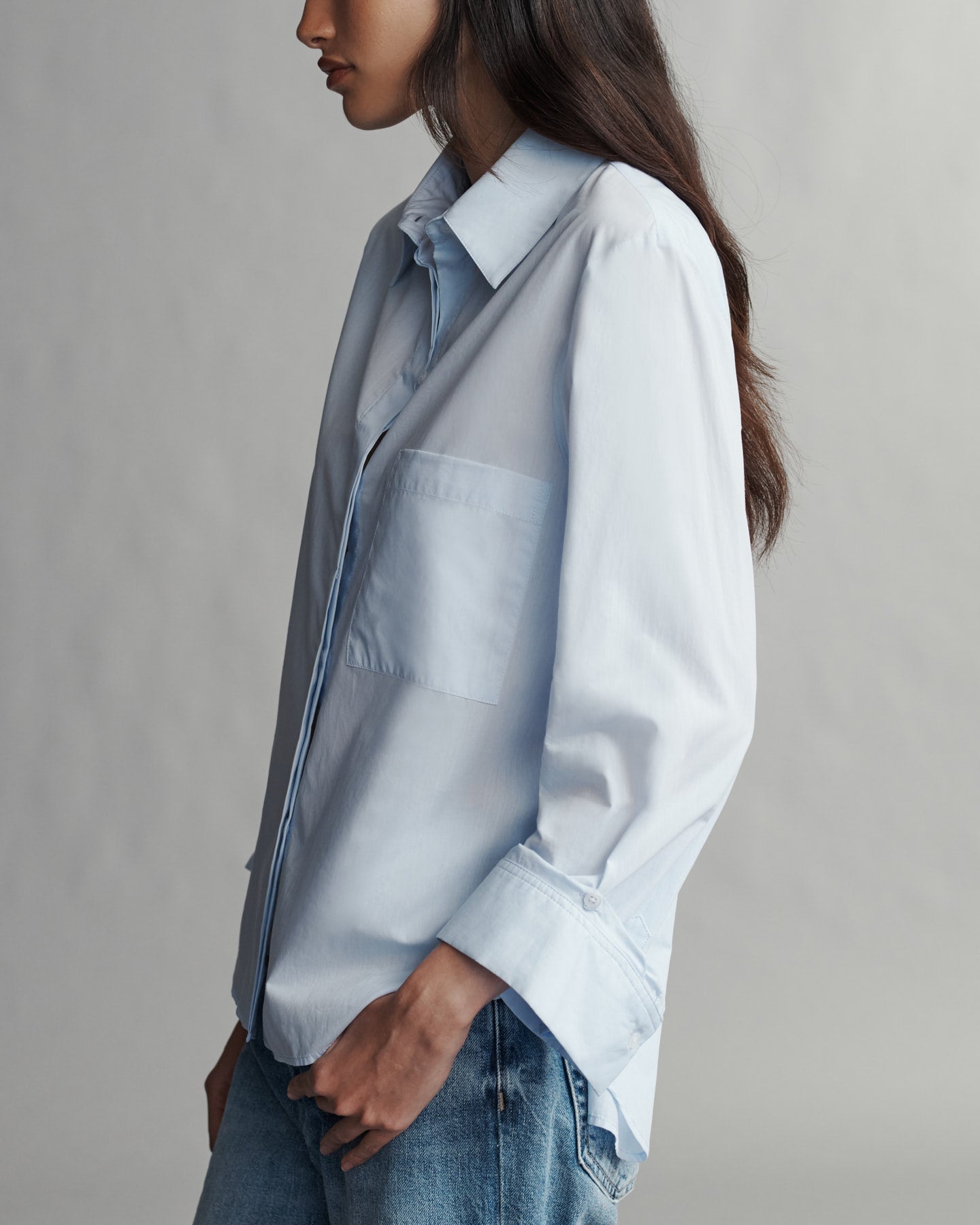 TWP Baby blue Boyfriend Shirt in Superfine Cotton view 3