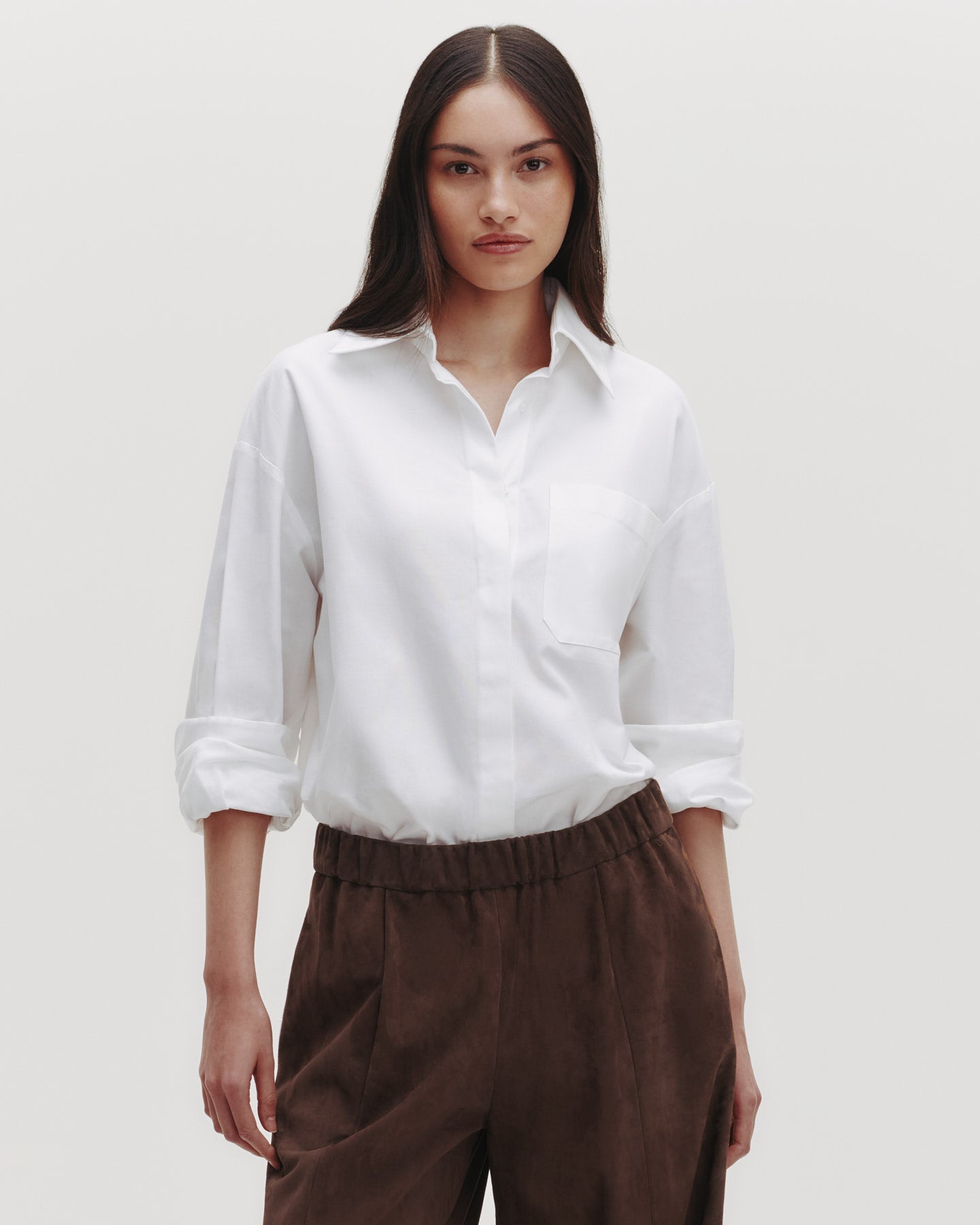 TWP White E.B. Shirt in Oxford Cotton view 3