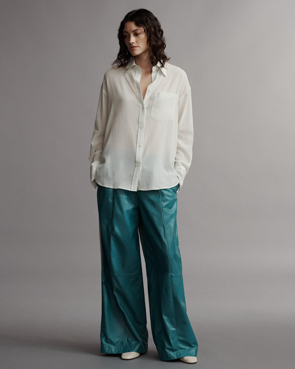 TWP Clearly aqua Big Joe Shirt in Cotton Voile view 9