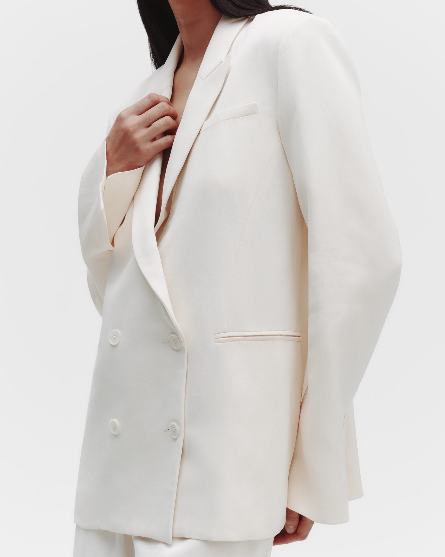 TWP Bone Tabitha Blazer in Coated Viscose Linen view 2