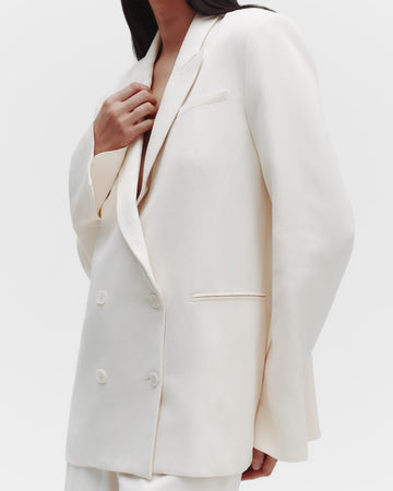 TWP Bone Tabitha Blazer in Coated Viscose Linen view 3