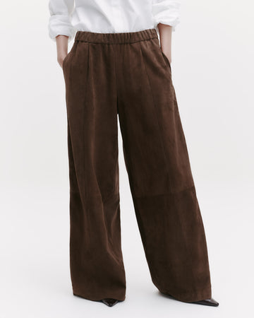 TWP Tobacco Eva Pant with Tux Stripe in Paper Suede view 5