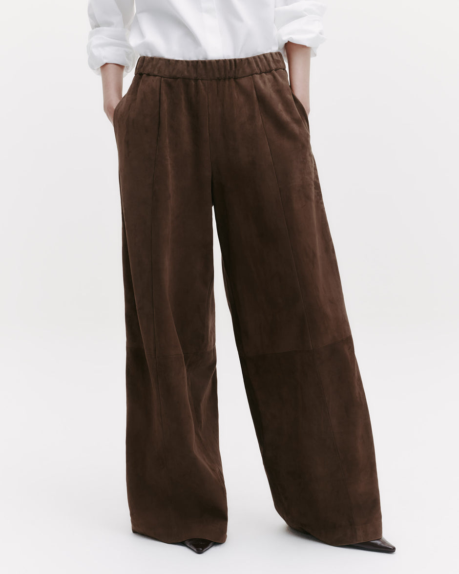 TWP Tobacco Eva Pant with Tux Stripe in Paper Suede view 6