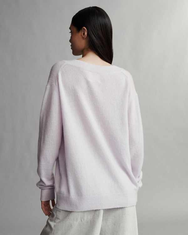 TWP Lilac tint Perfect Deep V Sweater in Nubby Cashmere view 5