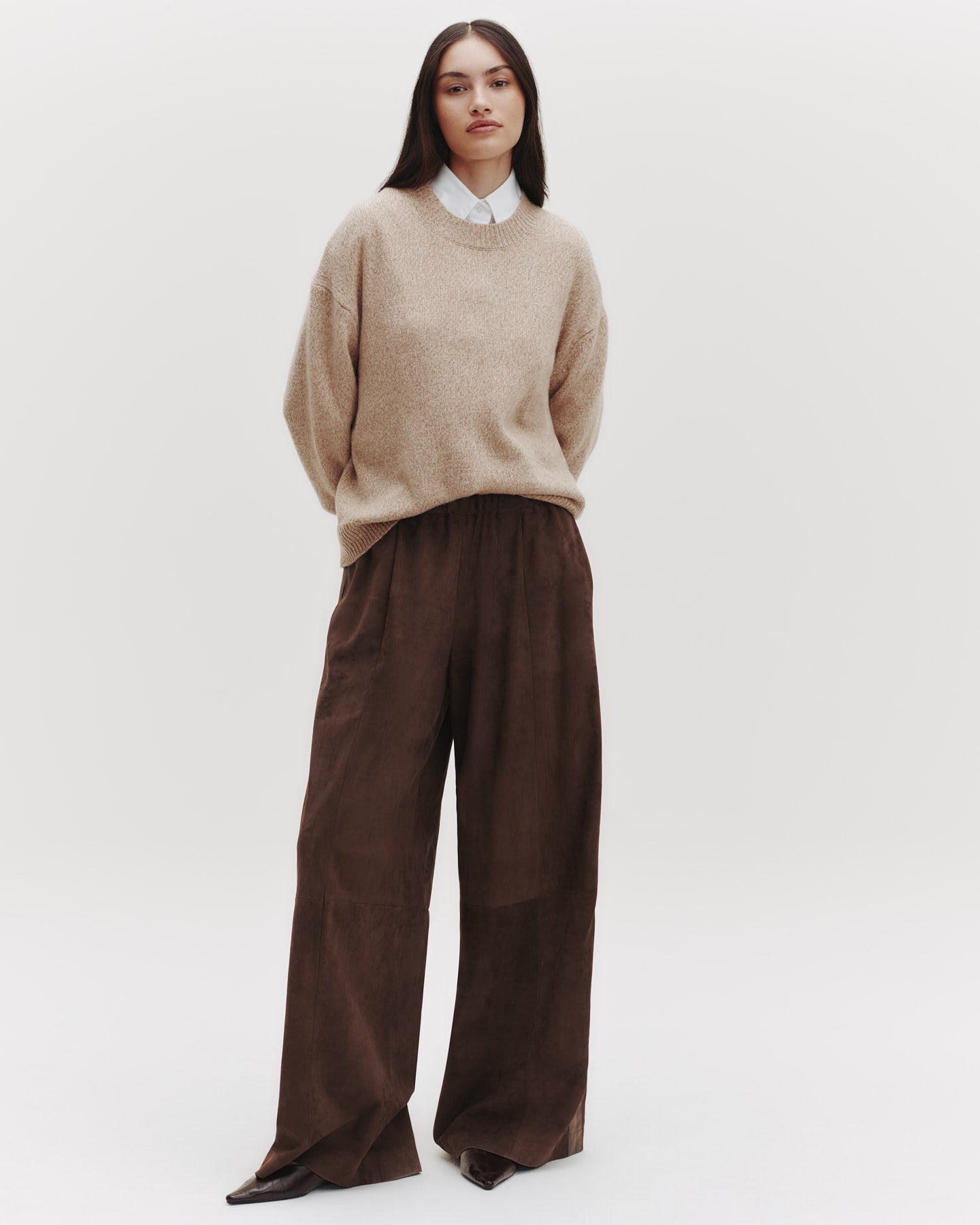 TWP Tobacco Eva Pant with Tux Stripe in Paper Suede view 7