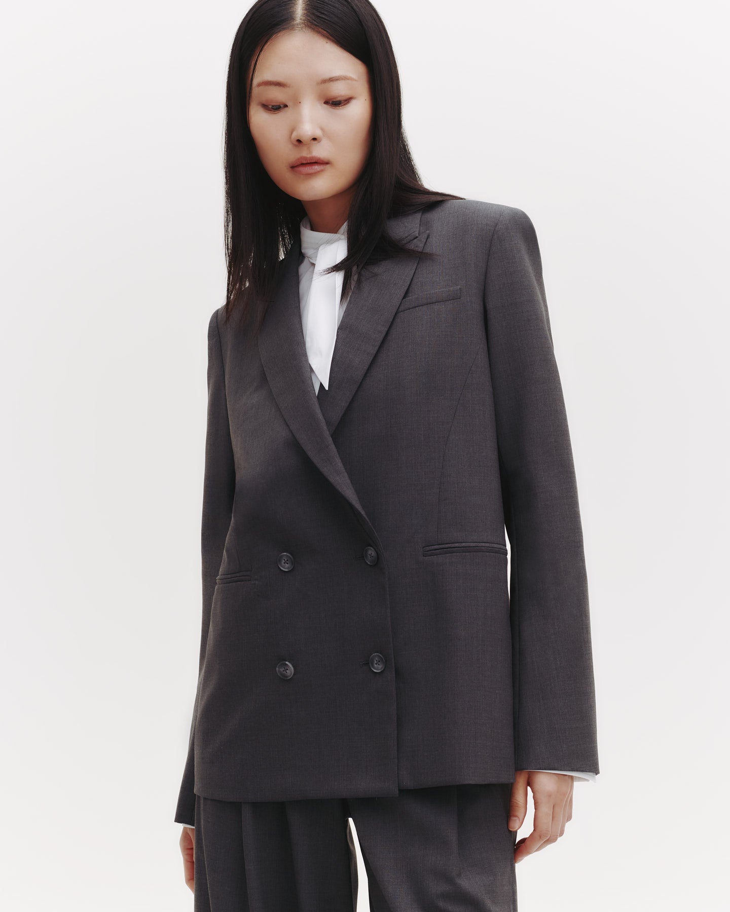 TWP Dark charcoal Tabitha Blazer in Ultrafine Stretch Suiting view 1