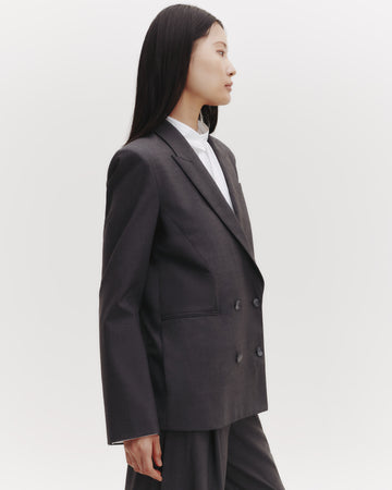 TWP Dark charcoal Tabitha Blazer in Ultrafine Stretch Suiting view 11