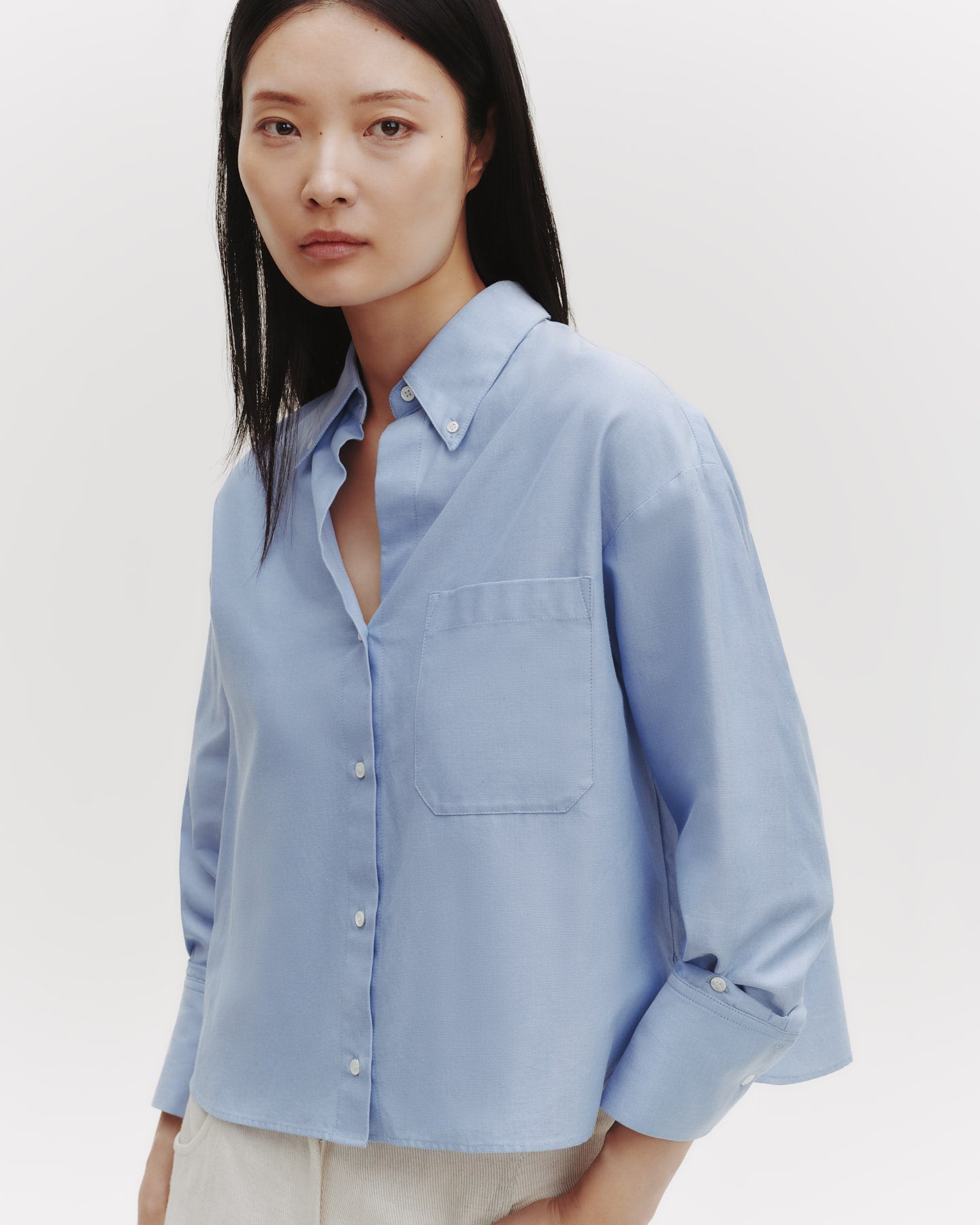 TWP Blue J.D. Shirt in Oxford Cotton Shirting view 2