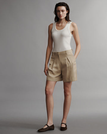 TWP Travertine Thompson Short in Coated Viscose Linen view 4