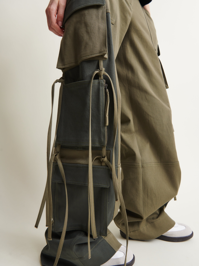 TWP Dark olive / forest Coop Pant with Oversized Cargo in Cotton Twill view 2