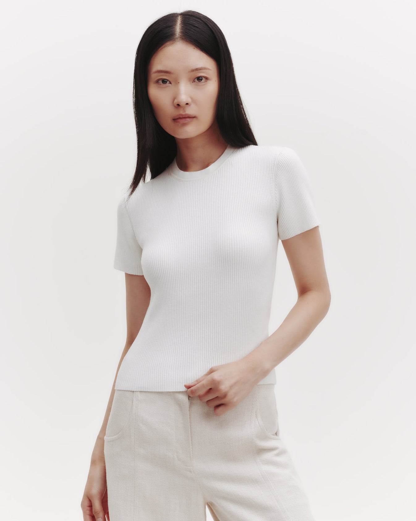 TWP Ivory Tease Top in Ribbed Cotton Knit view 1