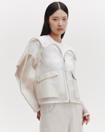 TWP Clear/crema Hoodie with Paper Leather Piping view 2