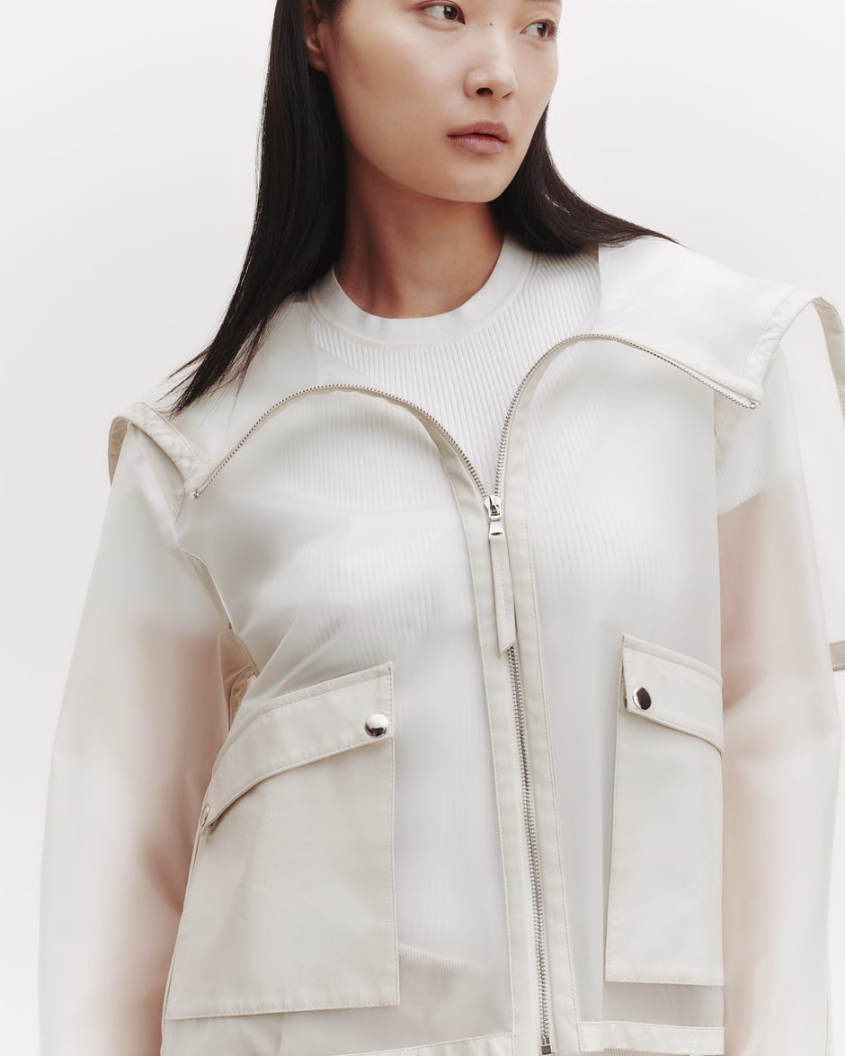 TWP Clear/crema Hoodie with Paper Leather Piping view 3