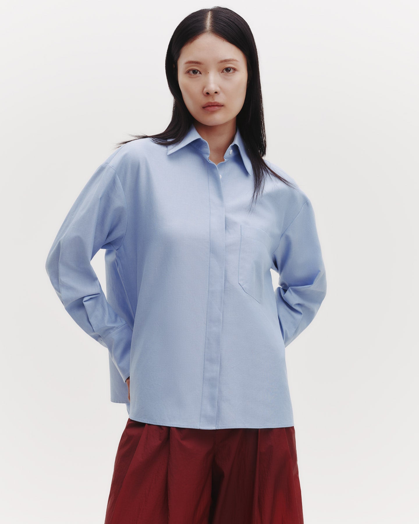 TWP Blue E.B. Shirt in Oxford Cotton view 2