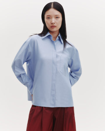 TWP Blue E.B. Shirt in Oxford Cotton view 8