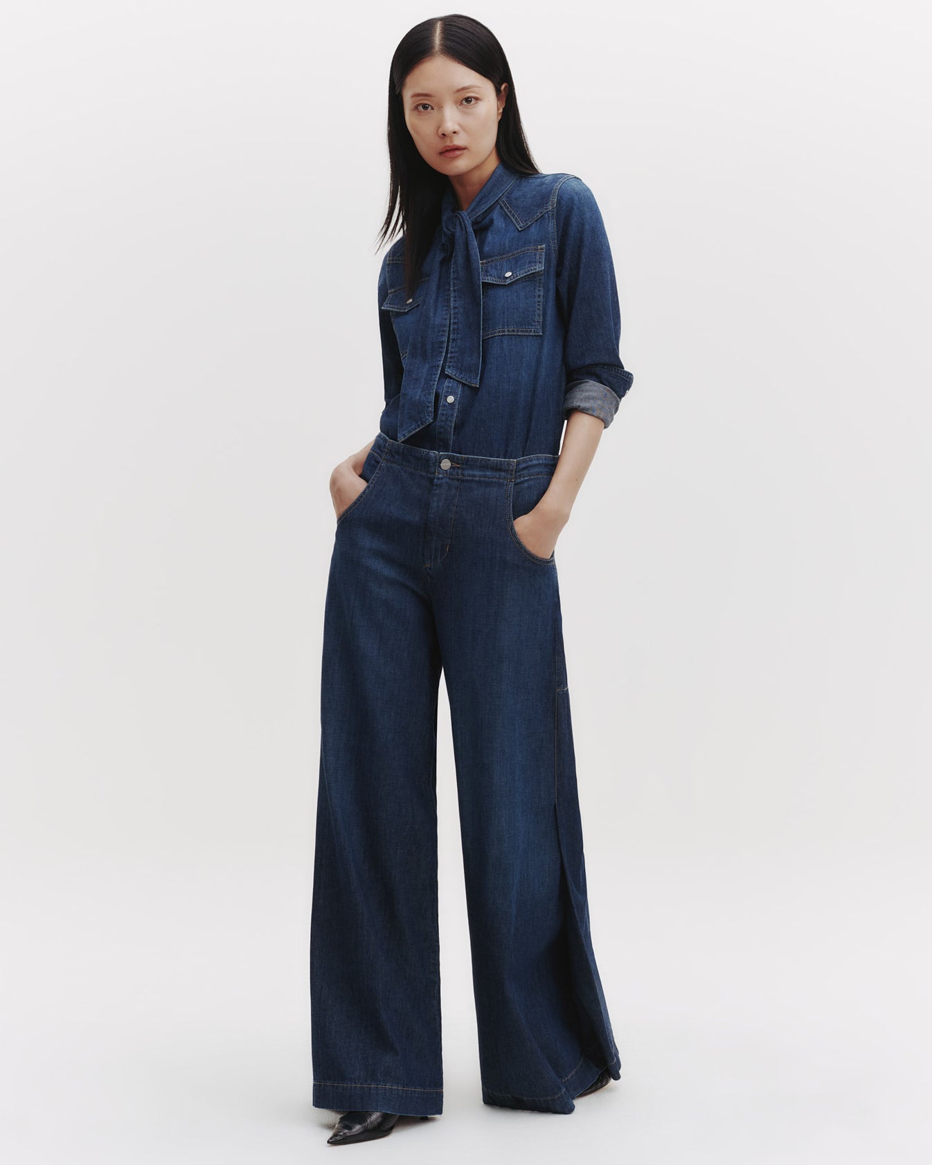 TWP Dark wash Lulu Jean in Lightweight Denim view 5