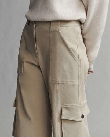 TWP Khaki Coop Pant with Cargo Pockets in Cotton Twill view 4