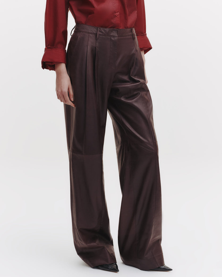 TWP Wine Sulli Pant in Paper Leather view 4