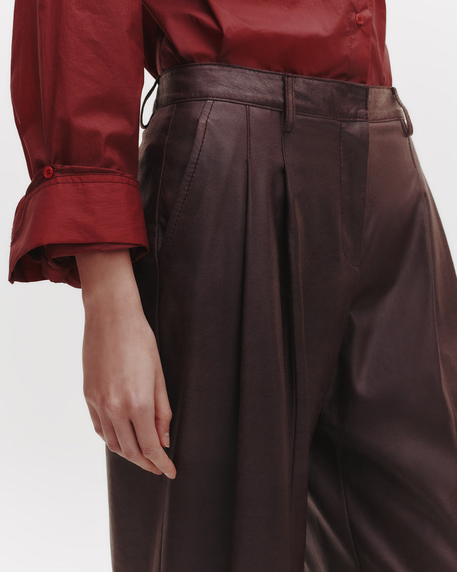 TWP Wine Sulli Pant in Paper Leather view 3