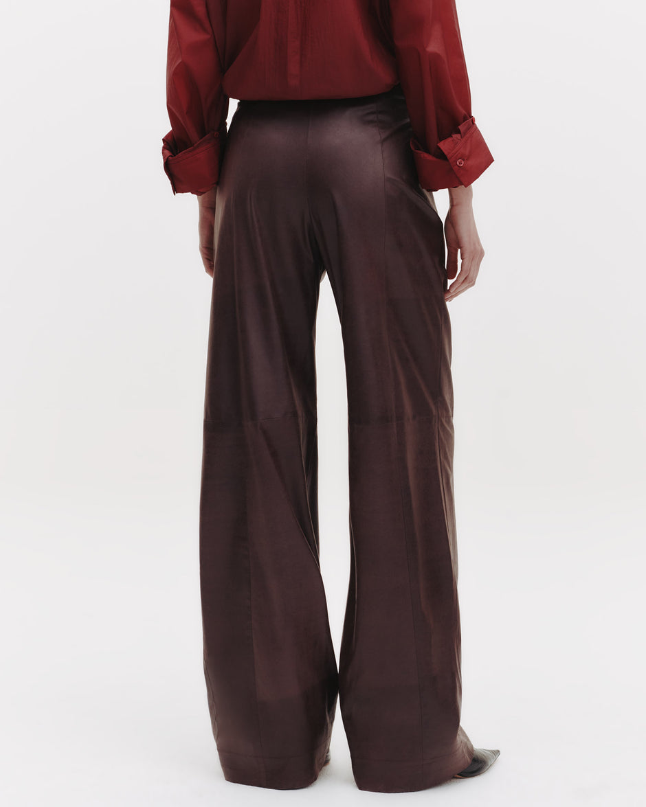 TWP Wine Sulli Pant in Paper Leather view 5