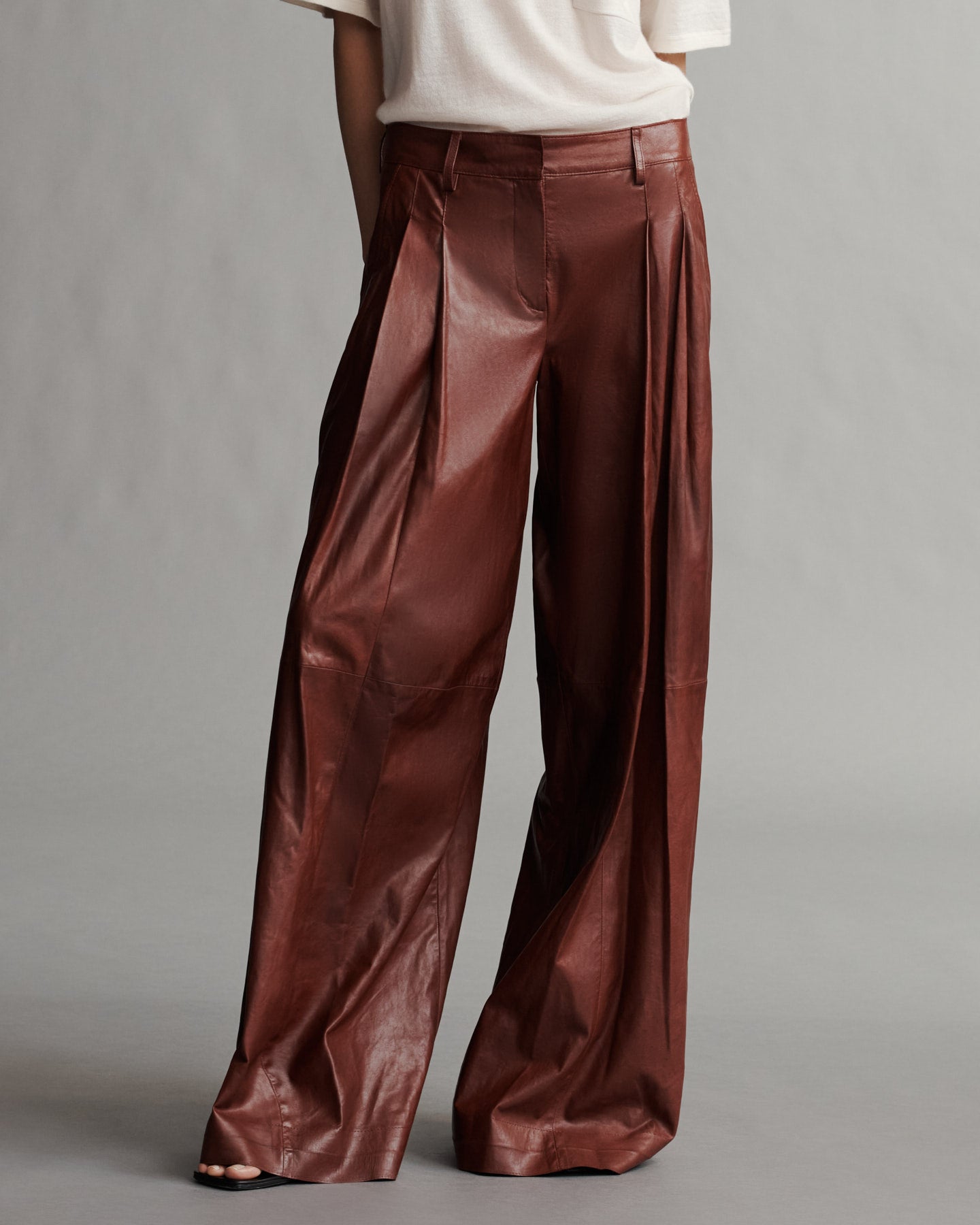 TWP Warm brick Didi Pant in Paper Leather view 4