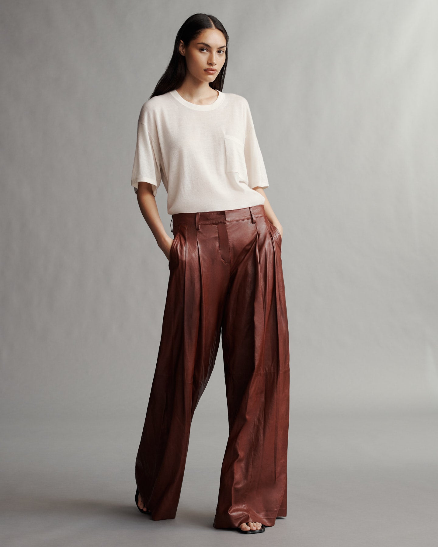 TWP Warm brick Didi Pant in Paper Leather view 2