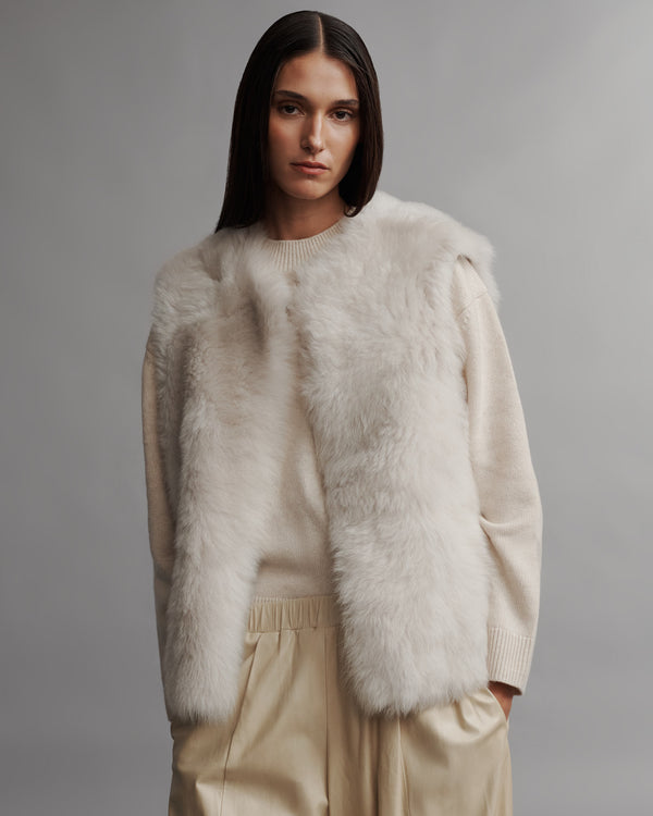 TWP Ivory Jackson Hole Vest in Silky Shearling view 2