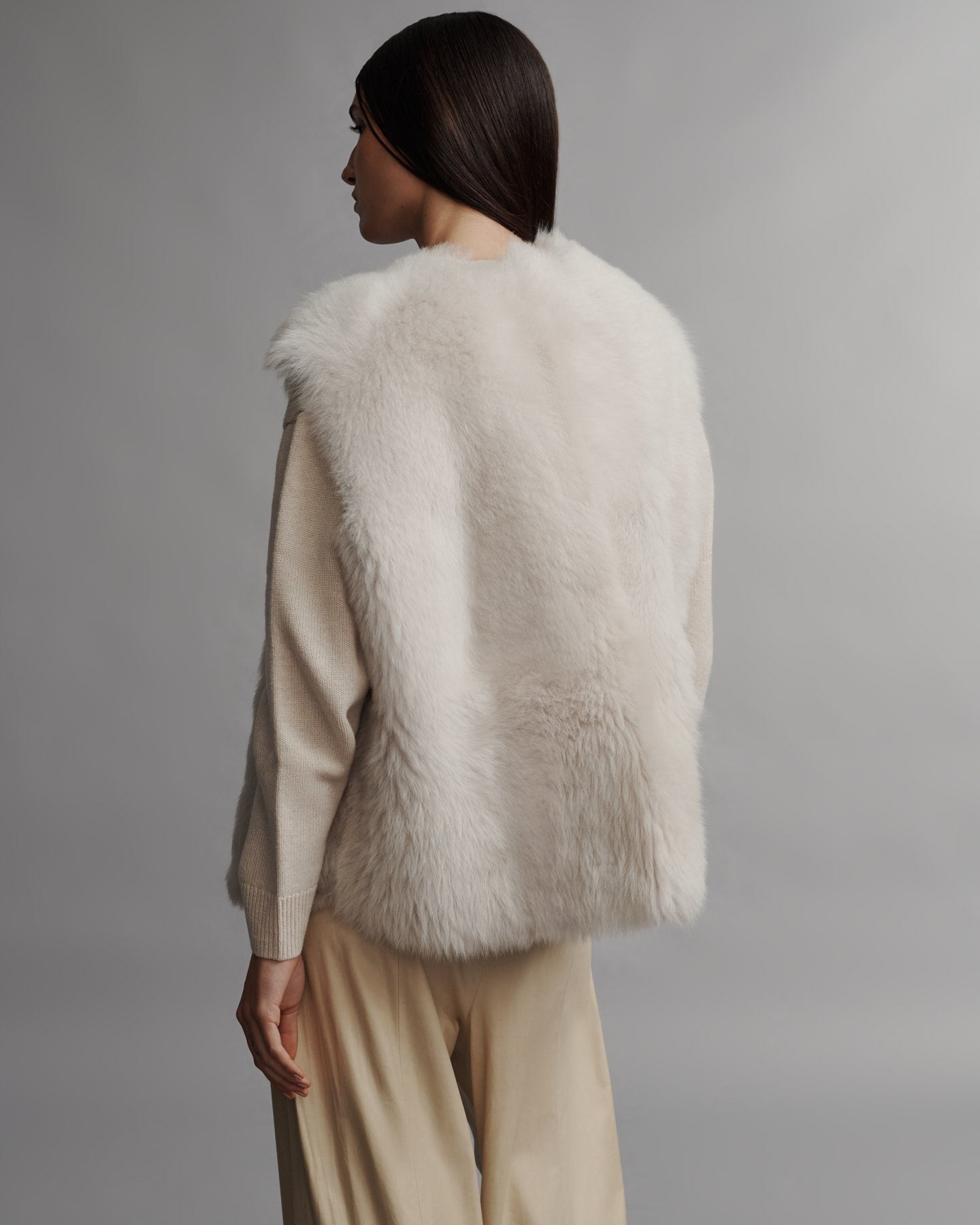 TWP Ivory Jackson Hole Vest in Silky Shearling view 6