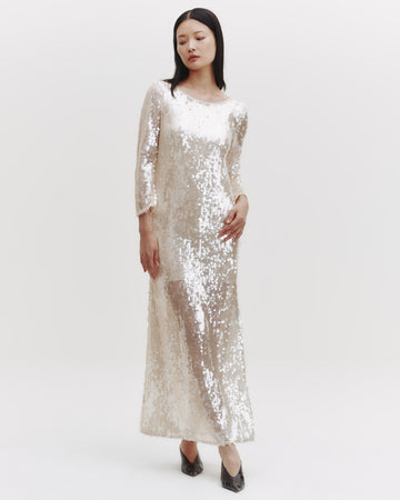 TWP Beige/clear Last Time Dress in Sequins view 4