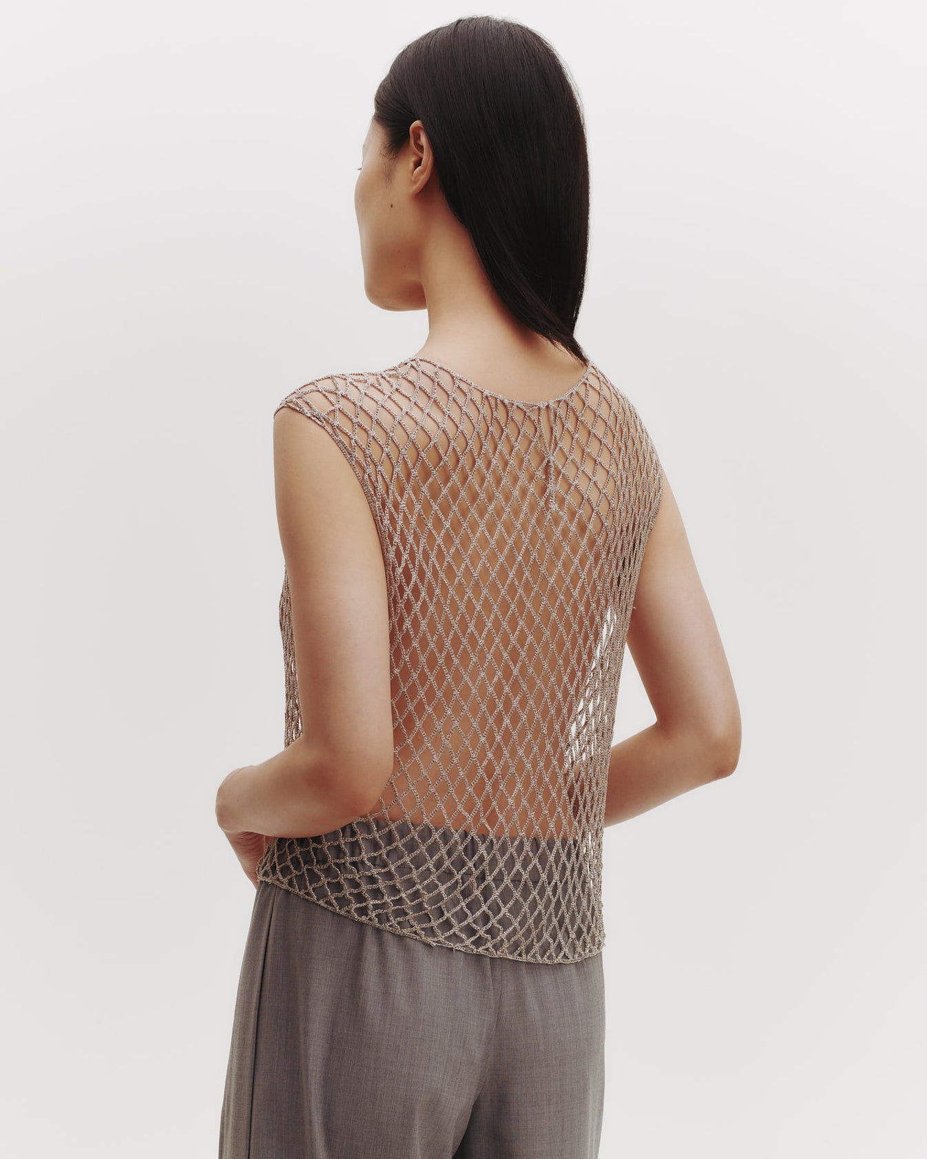 TWP Silver Chloe Top in Woven Mesh view 5